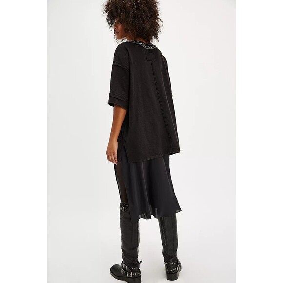 Free People We The Free You're A Gem Tee Tunic Top Beaded Embellished M 277812 - Picture 3 of 8